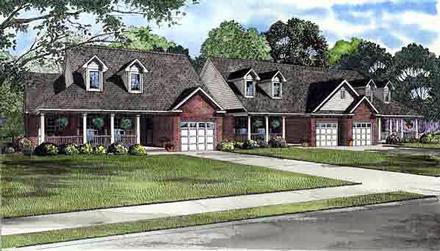 Country One-Story Elevation of Plan 61228