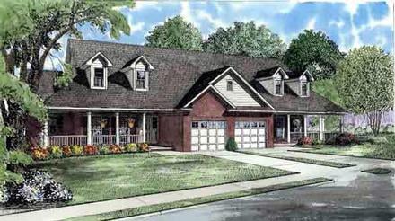 Country One-Story Elevation of Plan 61229