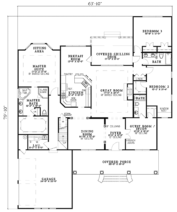 Colonial One-Story Level One of Plan 61230