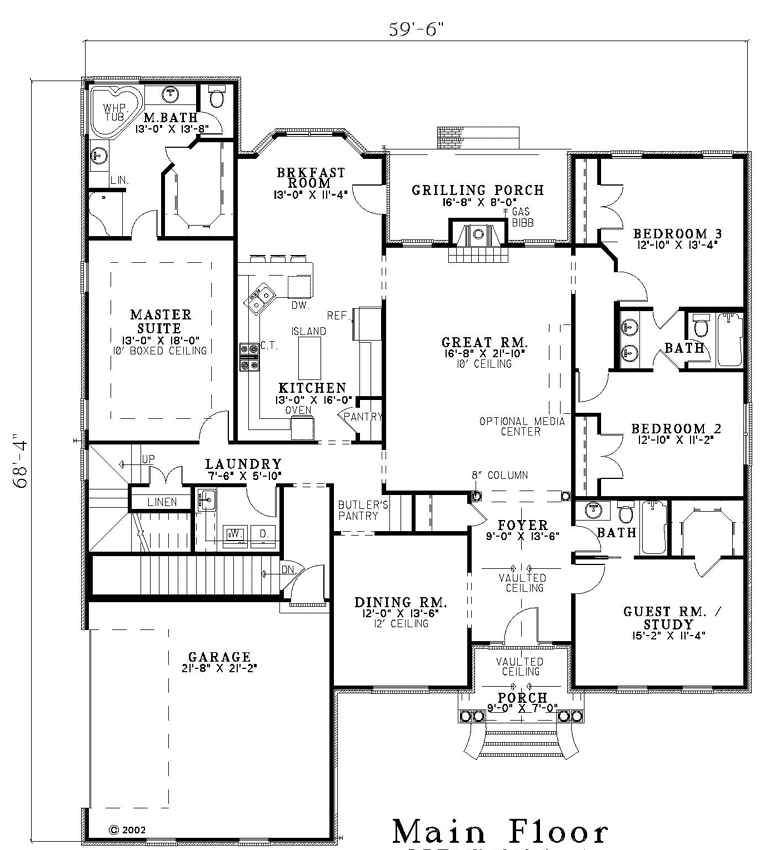 European One-Story Alternate Level One of Plan 61231