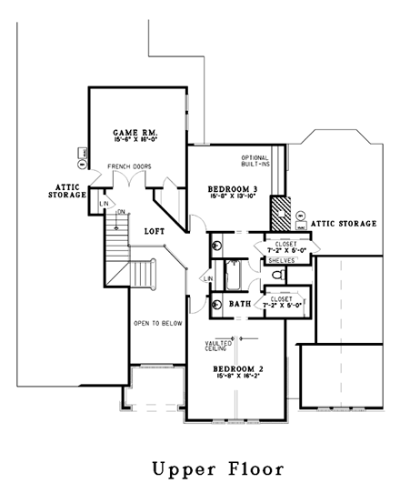 House Plan 61234 Second Level Plan