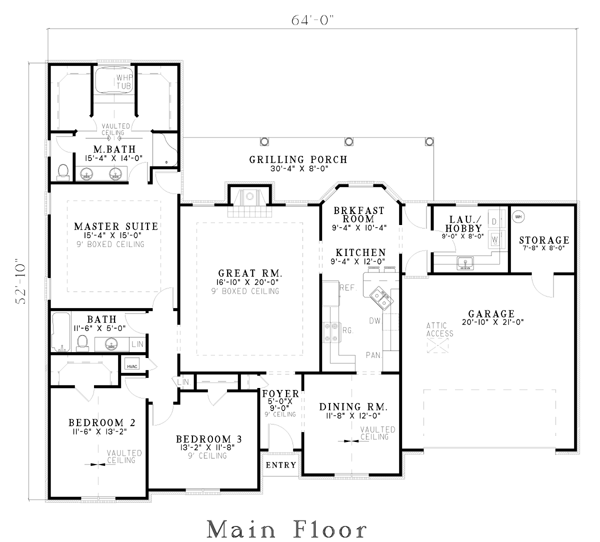 European One-Story Level One of Plan 61236