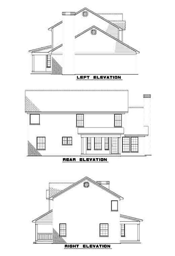 Colonial Rear Elevation of Plan 61246