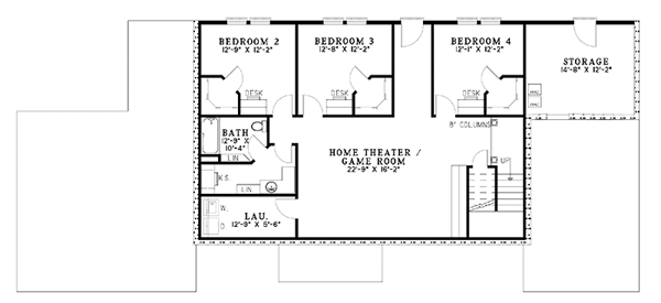 Colonial One-Story Lower Level of Plan 61251