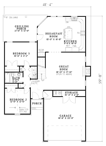 House Plan 61252 First Level Plan