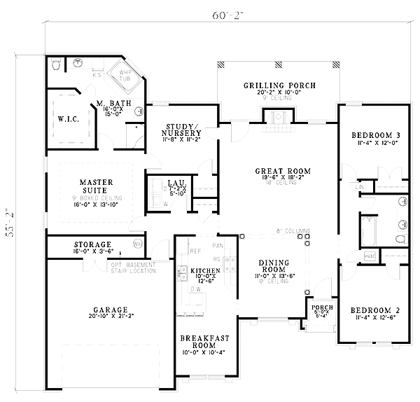 Contemporary One-Story Level One of Plan 61253