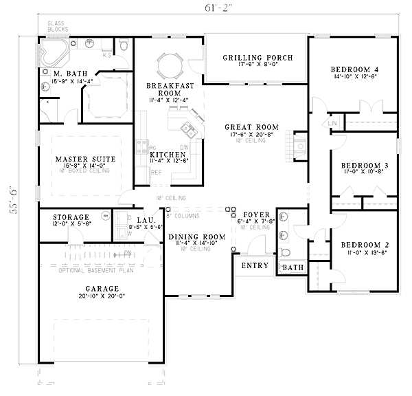 Contemporary One-Story Level One of Plan 61254