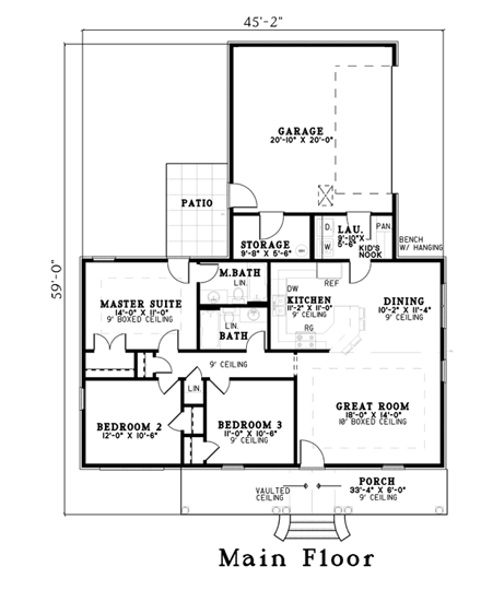 House Plan 61255 First Level Plan
