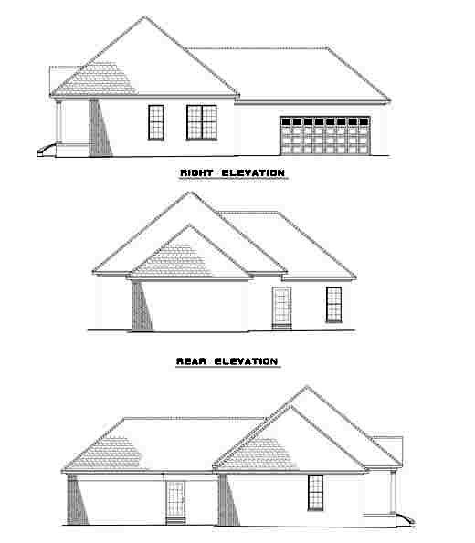 Colonial European Rear Elevation of Plan 61255