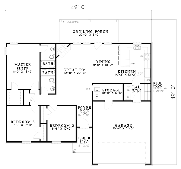 European One-Story Level One of Plan 61263