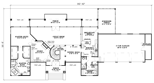 European One-Story Level One of Plan 61264
