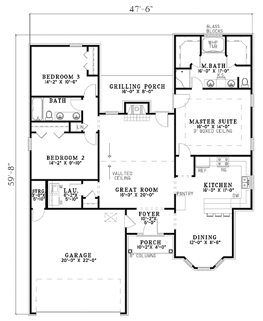 One-Story Ranch Level One of Plan 61266