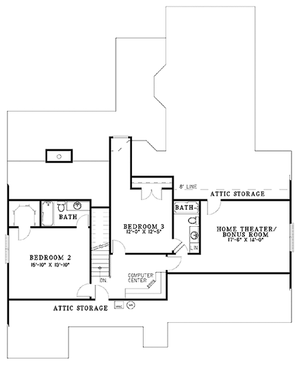 House Plan 61267 Second Level Plan
