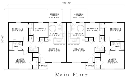 Multi-Family Plan 61274 First Level Plan