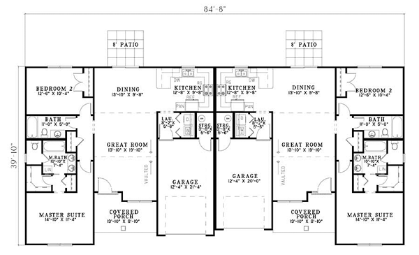 One-Story Traditional Level One of Plan 61280