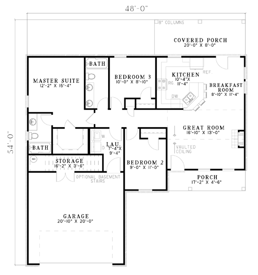 Colonial One-Story Level One of Plan 61285