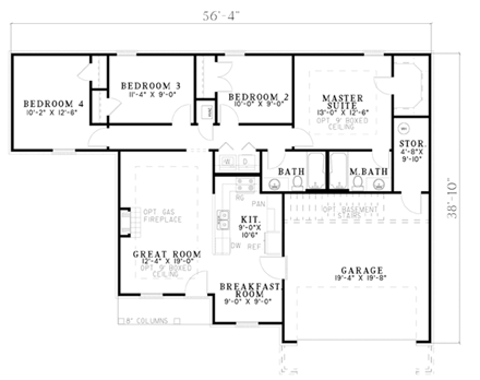 House Plan 61287 First Level Plan