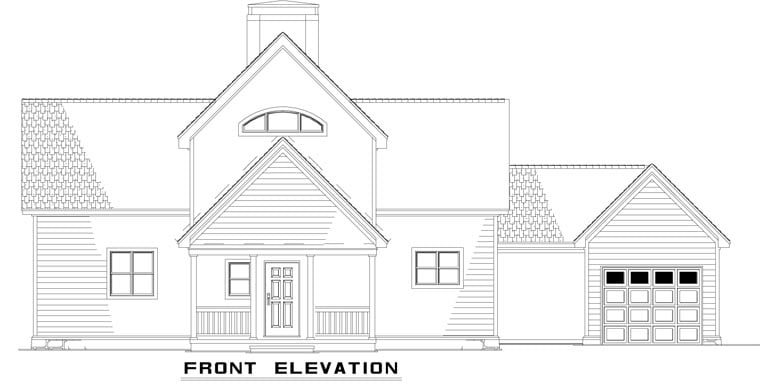 A-Frame Coastal Contemporary Rear Elevation of Plan 61290