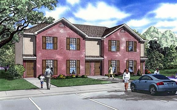 Multi-Family Plan 61292 Elevation