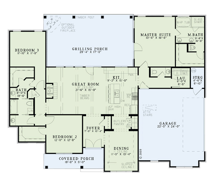 Country Craftsman Ranch Traditional Level One of Plan 61297