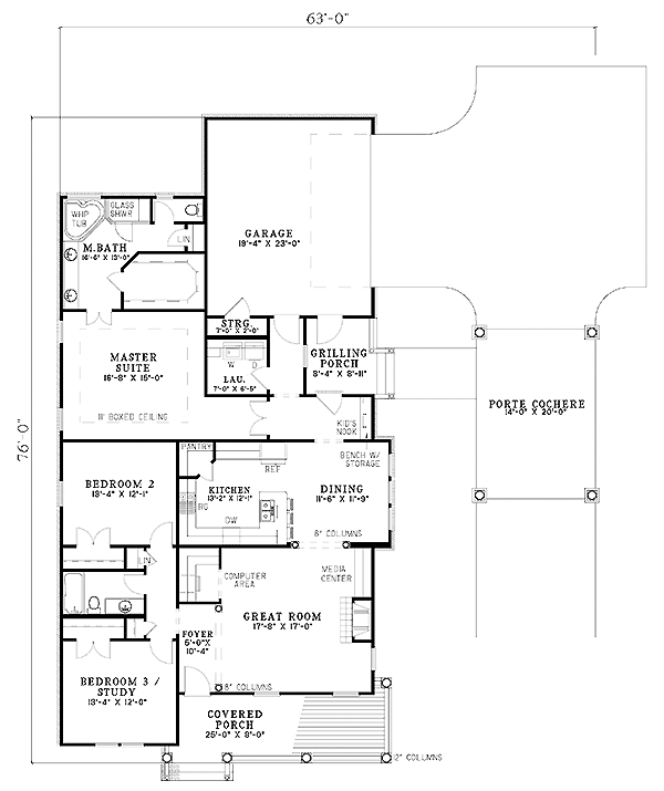 One-Story Southern Level One of Plan 61306