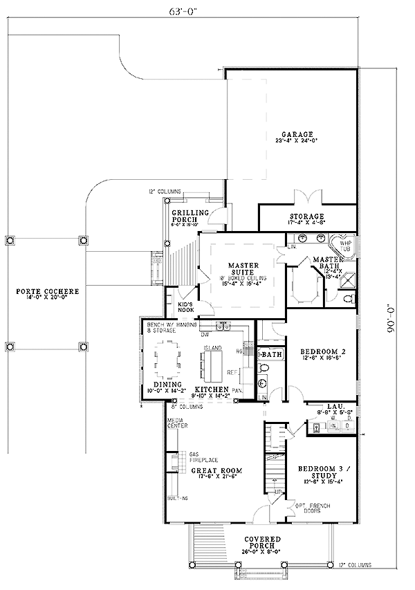 Cape Cod One-Story Level One of Plan 61310