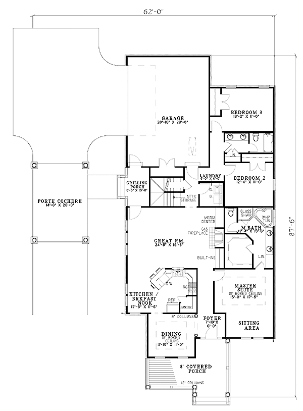 Cape Cod One-Story Level One of Plan 61313