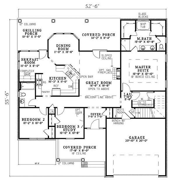 One-Story Traditional Level One of Plan 61320
