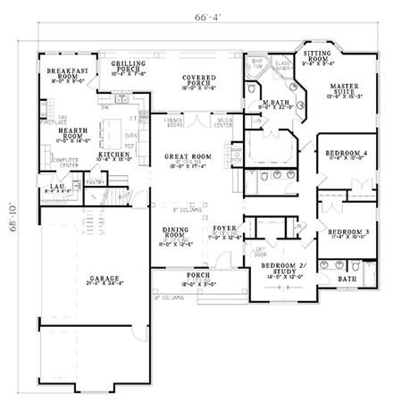 House Plan 61321 First Level Plan