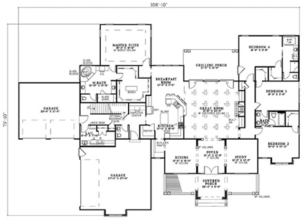 House Plan 61323 First Level Plan