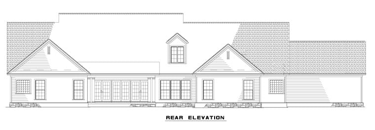 Country Craftsman Traditional Rear Elevation of Plan 61323