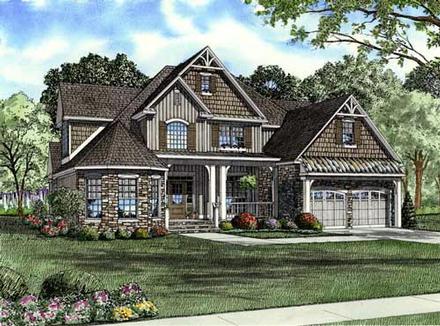 Country Craftsman Victorian Elevation of Plan 61328