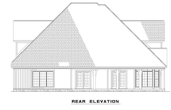 Country Craftsman Victorian Rear Elevation of Plan 61328