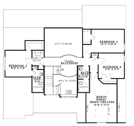 House Plan 61329 Second Level Plan