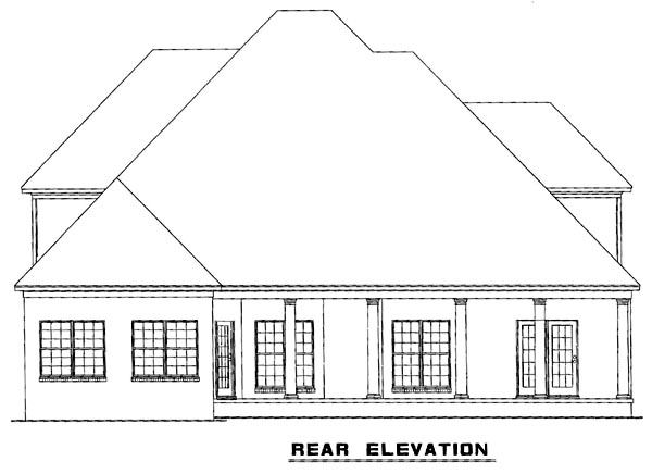 Craftsman Rear Elevation of Plan 61329