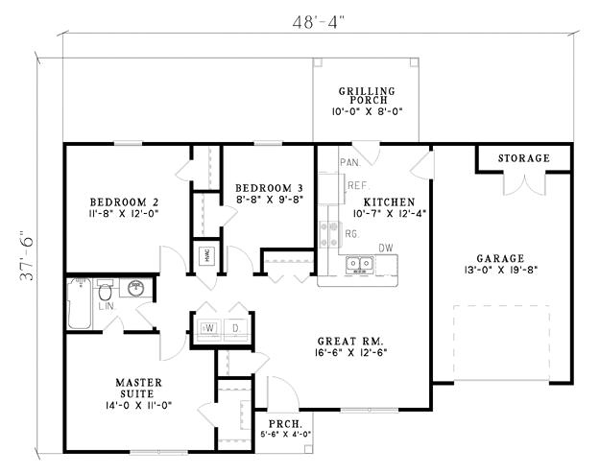 One-Story Traditional Level One of Plan 61340