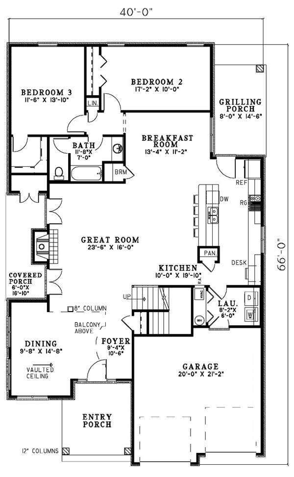 Cottage European Narrow Lot Level One of Plan 61345