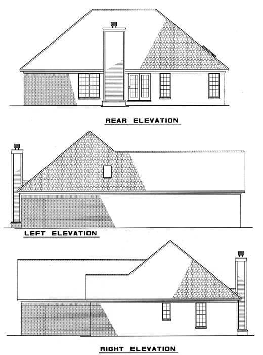 Traditional Rear Elevation of Plan 61349
