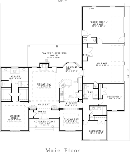 House Plan 61351 First Level Plan