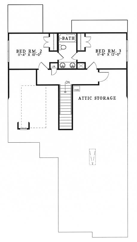 House Plan 61356 Second Level Plan