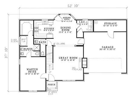 House Plan 61358 First Level Plan