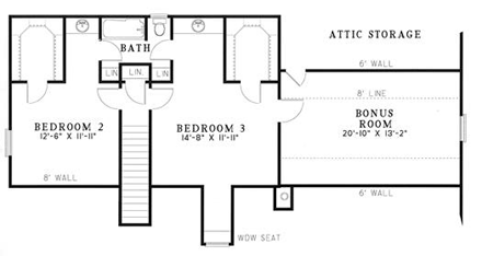 House Plan 61358 Second Level Plan