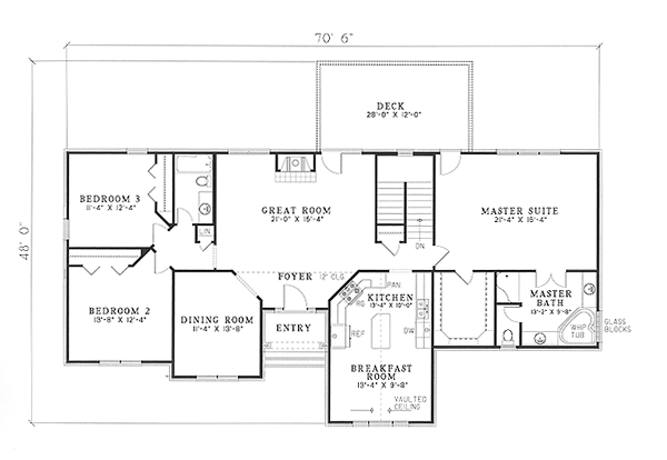 European One-Story Traditional Lower Level of Plan 61365