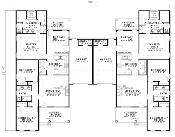 One-Story Traditional Level One of Plan 61366
