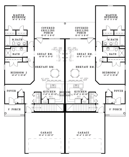 Multi-Family Plan 61368 First Level Plan