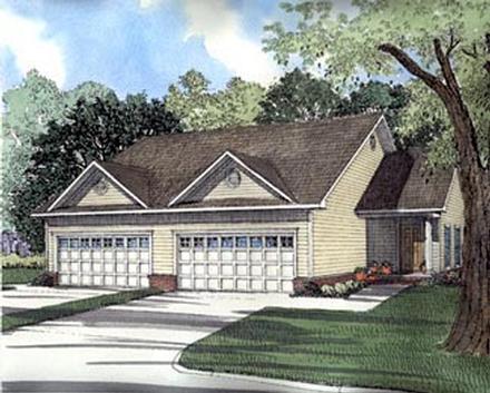 Country One-Story Traditional Elevation of Plan 61368