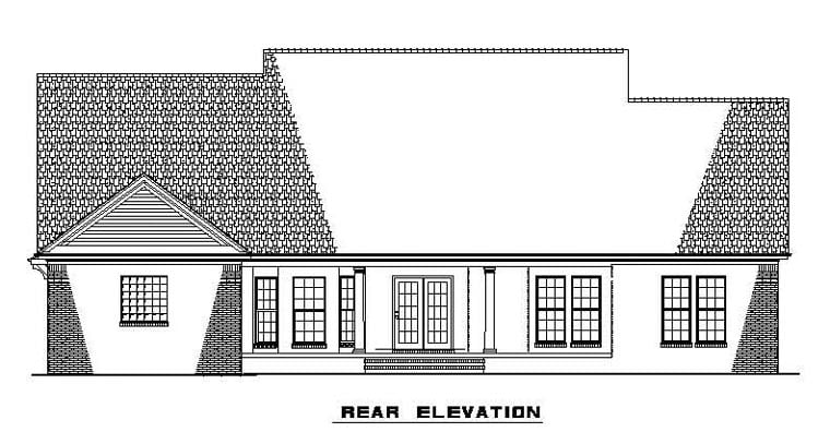 Cape Cod Country Rear Elevation of Plan 61373