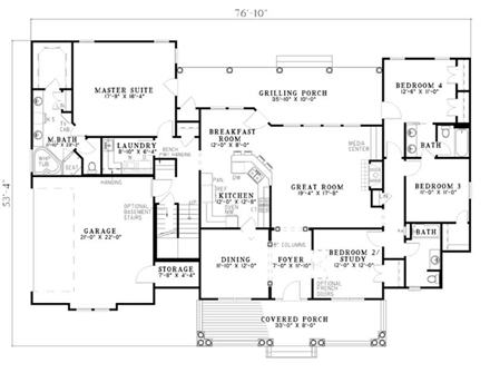 House Plan 61377 First Level Plan