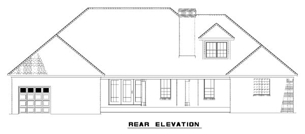 European Traditional Rear Elevation of Plan 61384