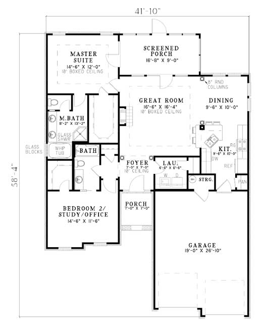 One-Story Level One of Plan 61387